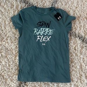 NWT Under Armour Teal/grey “Spin, Barre, Flex” loose fit T-shirt